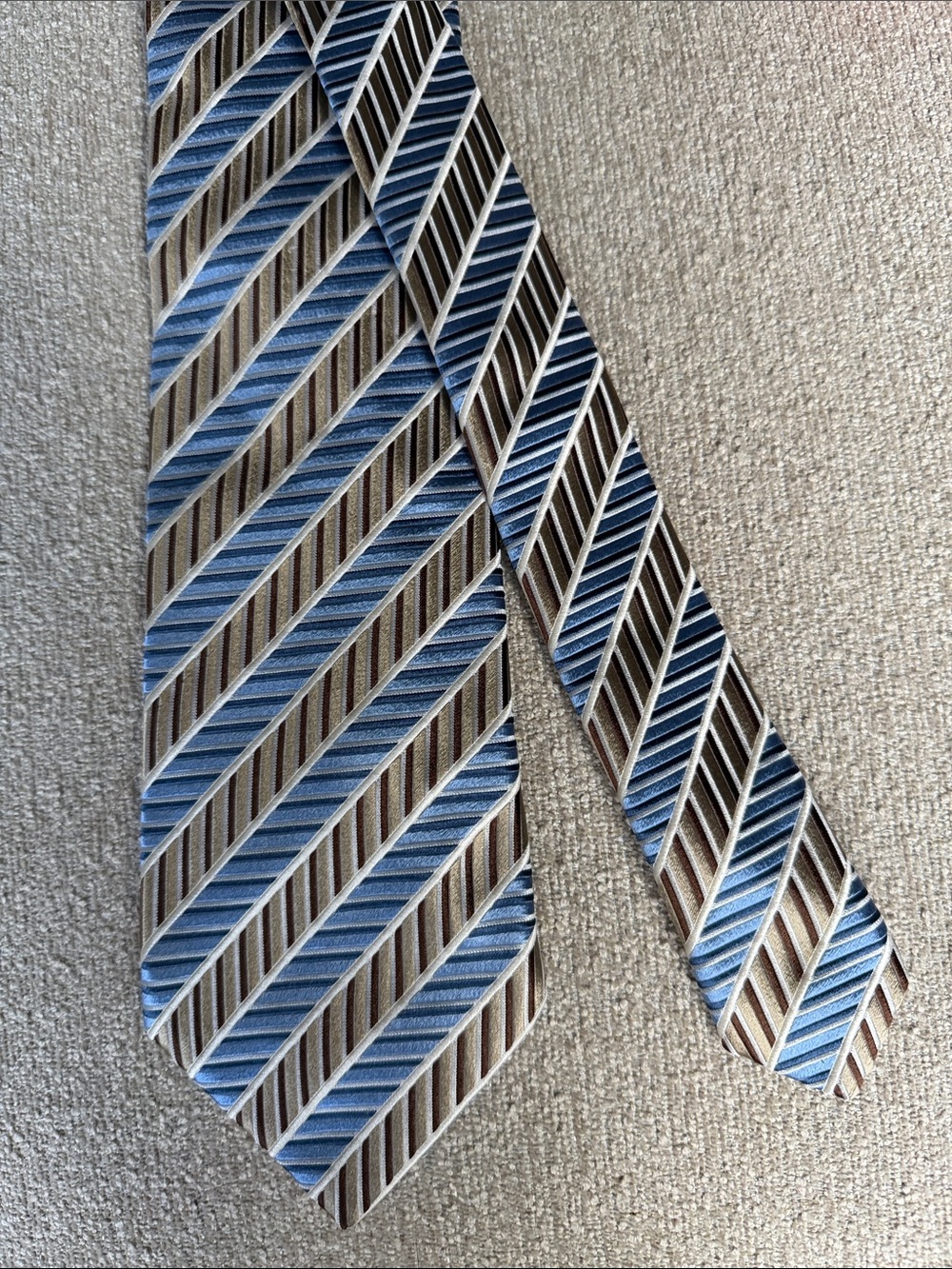 Canali Blue and Brown Striped Silk Tie